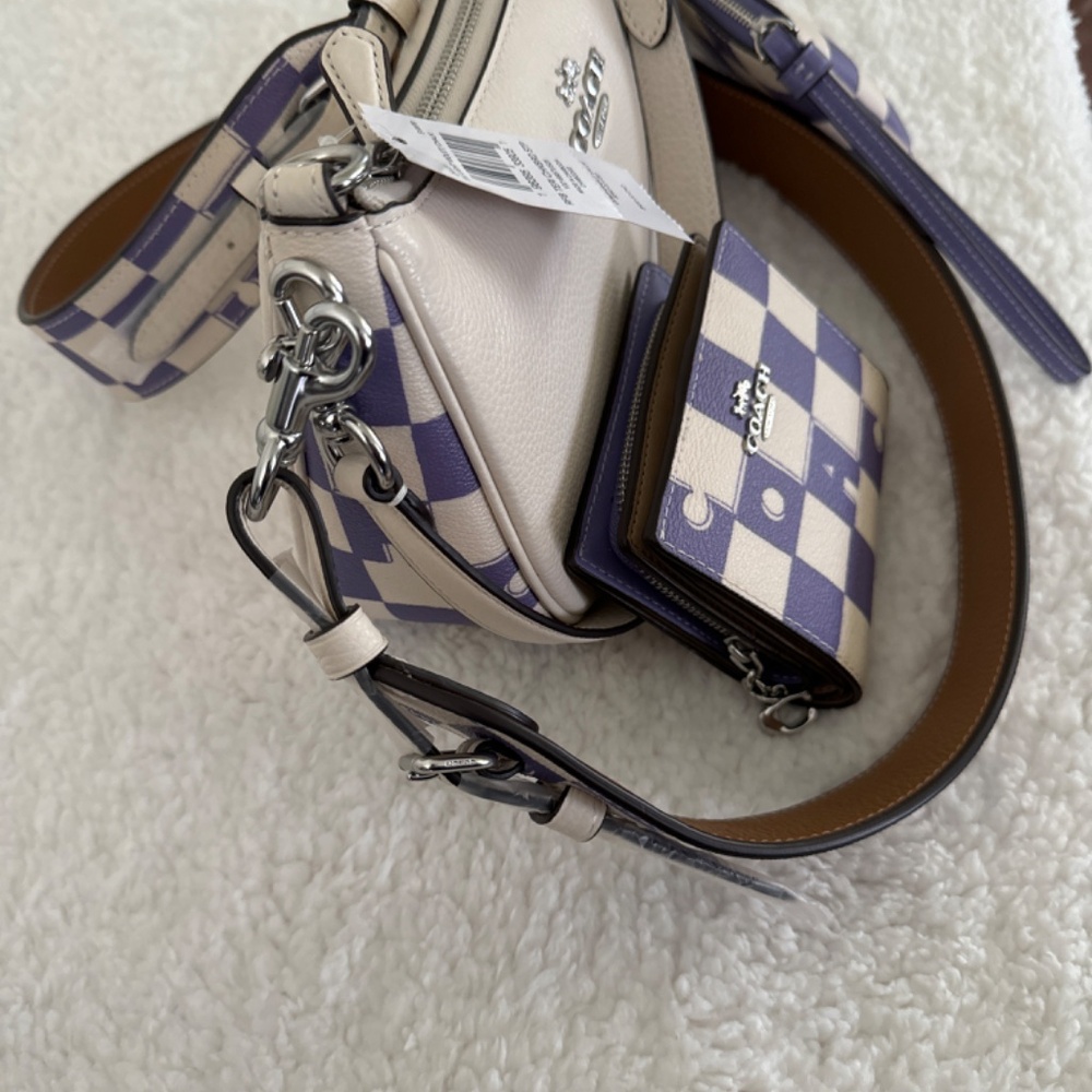 Coach Teri Checkerboard with straps with Corner Zip Wristlet and Snap Wallet . - Picture 7 of 10